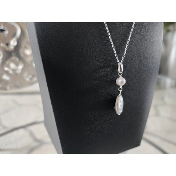 Aleure Preciosa Sterling Silver Pearl Pendent Necklace New - Picture 2 of 5